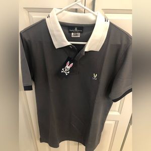 New Psycho Bunny polo shirt gray and white size 5 or M